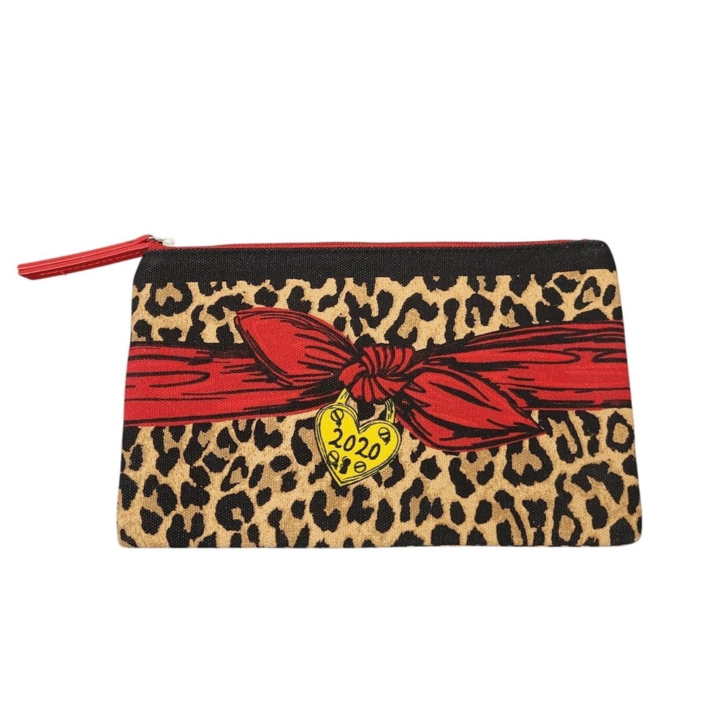 Brighton Leopard Print Canvas Zip Pouch Cosmetic Makeup Bag Clutch 9" EUC